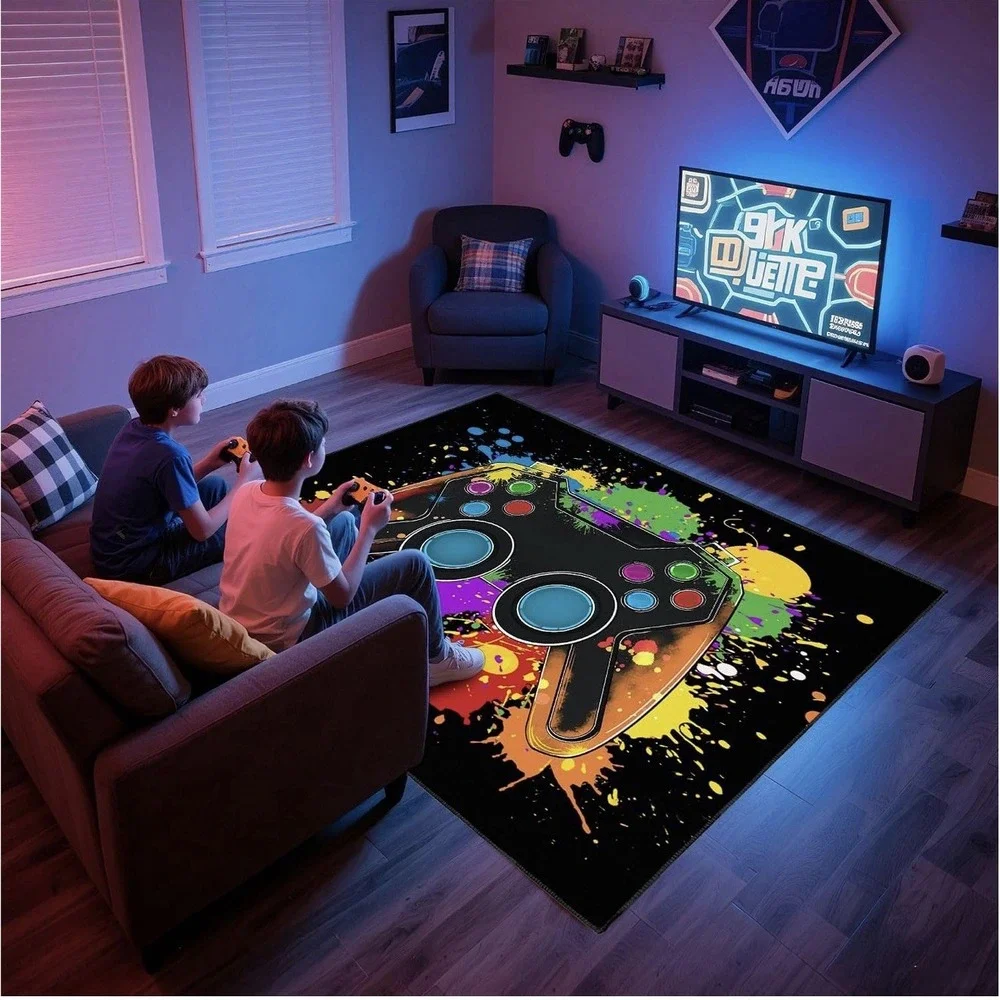 Cool Gaming Rug 5x7 ft Non-Slip Area Rug for Bedroom, Living Room & Game Room De